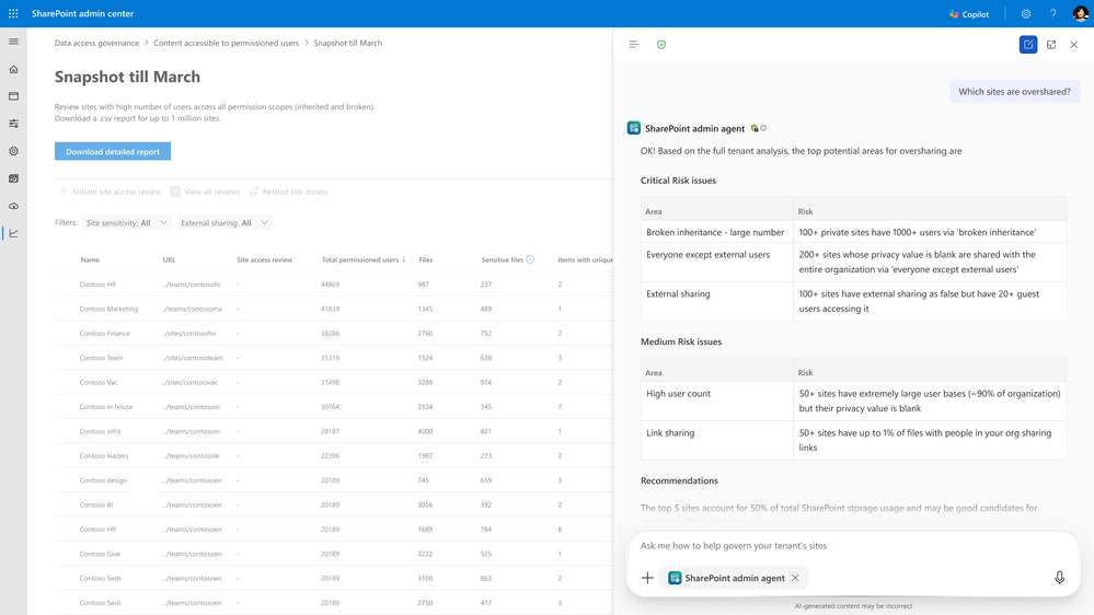Ukázka Permissions and Oversharing Management skill